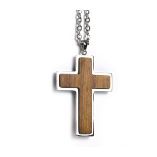 Personalized Wood Cross Necklace